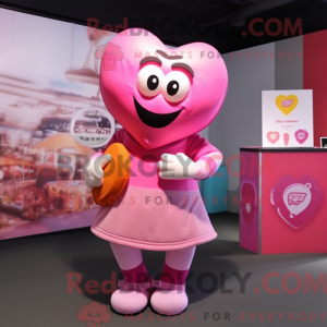 Pink Heart maskot kostume...
