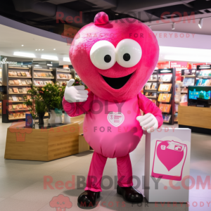 Pink Heart maskot kostume...