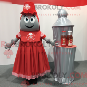Grå flaske ketchup maskot...