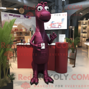 Maroon Brachiosaurus maskot...