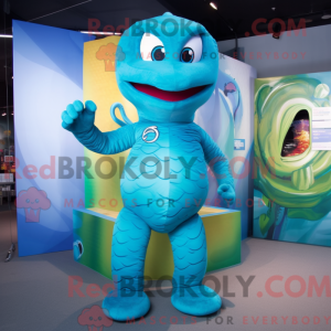 Cyaan Snake mascottekostuum...