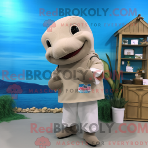 Beige Dolphin maskot drakt...
