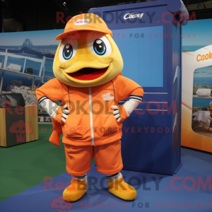 Orange tun maskot kostume...