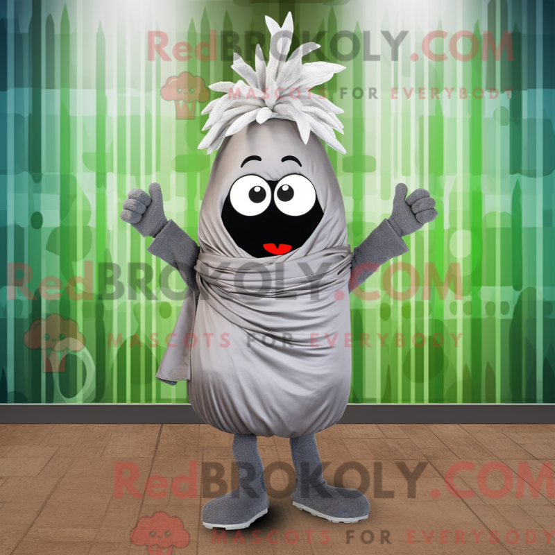 Fantasia de mascote de cebola cinza com macacão e presilhas de cachecol - Mascotes de cebola - REBROKO_257595 - RedBrokoly.com