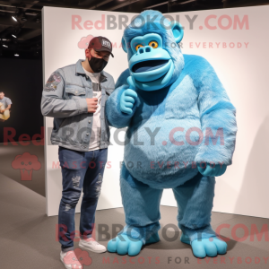 Cyan Gorilla Maskottchen...