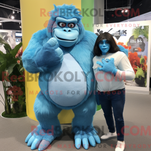 Cyan Gorilla mascot costume...