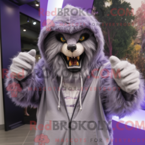 Fantasia de mascote de lobisomem lavanda com moletom e pulseiras - Mascotes lobisomem - REBROKO_257626 - RedBrokoly.com