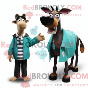 Teal Okapi mascot costume...