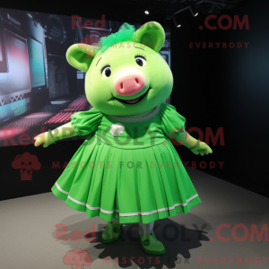 Green Pig maskot kostume...