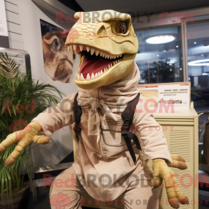 Beige Allosaurus mascot...