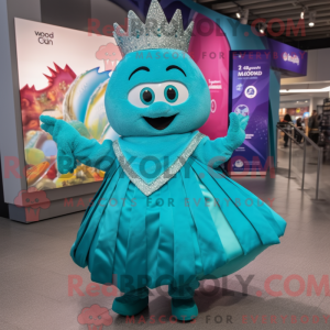 Teal Queen mascottekostuum...