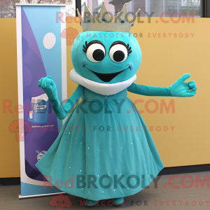 Teal Queen mascottekostuum...