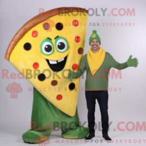 Maskottchenkostüm Olive Pizza Slice mit Pullover und Kummerbund - Pizzastück-Maskottchen - REBROKO_257928 - RedBrokoly.com