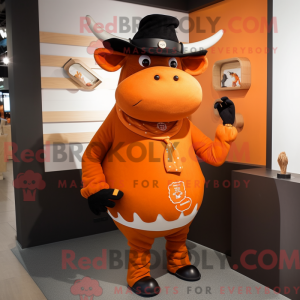 Orange Bull maskot kostume...