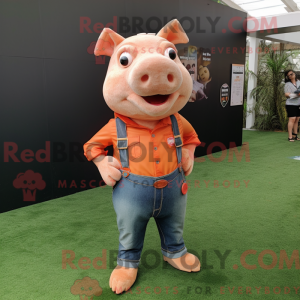 Orange Pig maskot kostume...