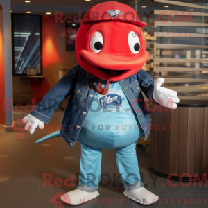 Red Blue Whale mascot...