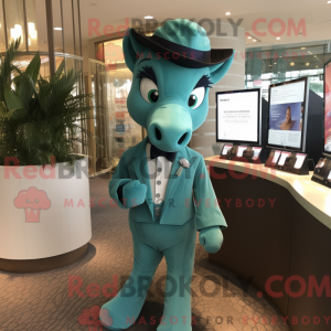 Teal Mare maskot kostume...