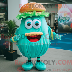 Cyan Hamburger Maskottchen...