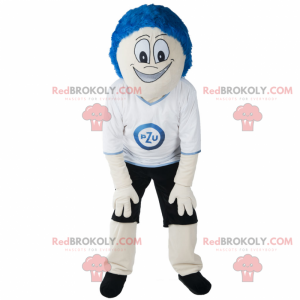 Mascotte de personnage aux cheveux bleus - Redbrokoly.com