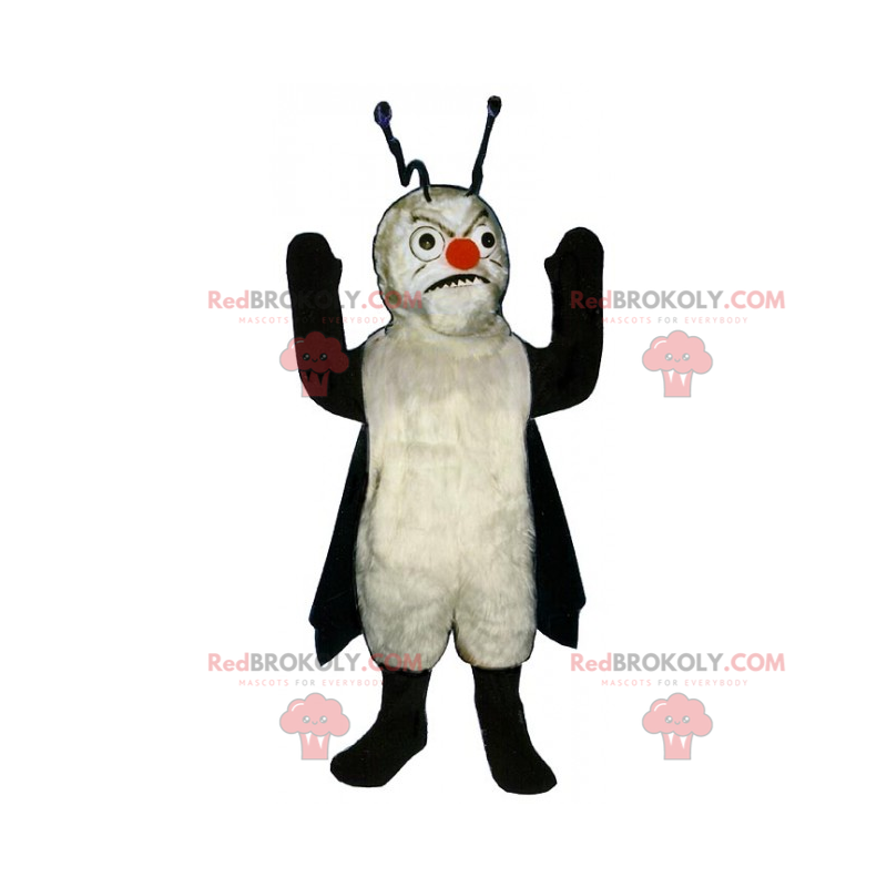 Mascote de inseto zangado com capa e antenas - Redbrokoly.com