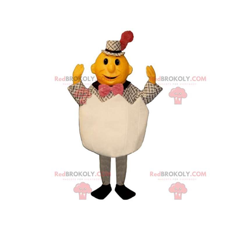 Mascotte de personnage dans une coquille d'œuf - Redbrokoly.com