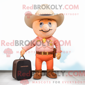 Peach Cowboy mascot costume...