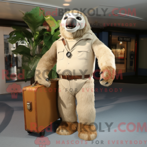 Beige Giant Sloth mascot...