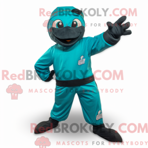 Teal Ninja mascot costume...