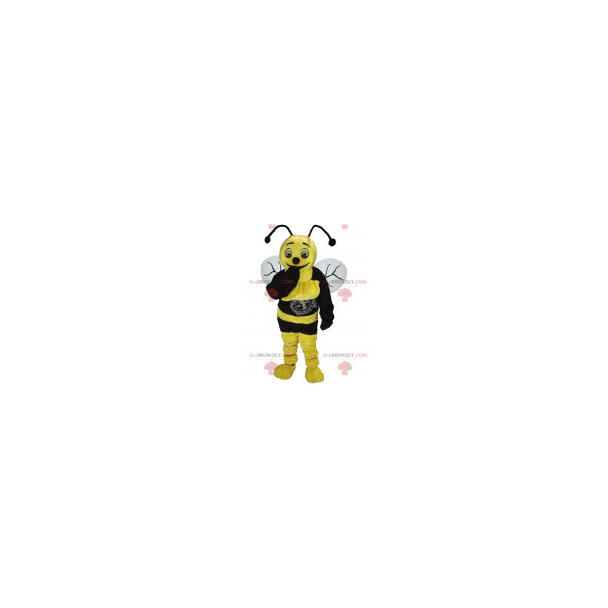 Gul og svart bie-maskot - Redbrokoly.com