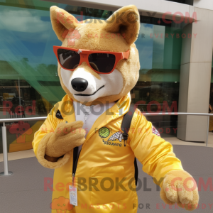 Gold Dingo-maskot drakt...