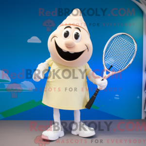 Cream Tennis Racket mascot...