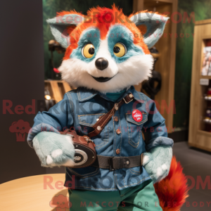 Teal Red Panda Maskottchen...