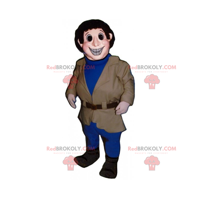 Mascota de personaje en abrigo - Redbrokoly.com