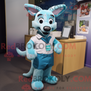 Cyaan Dingo mascottekostuum...