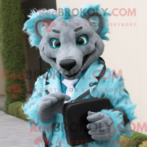 Cyan Hyena mascot costume...