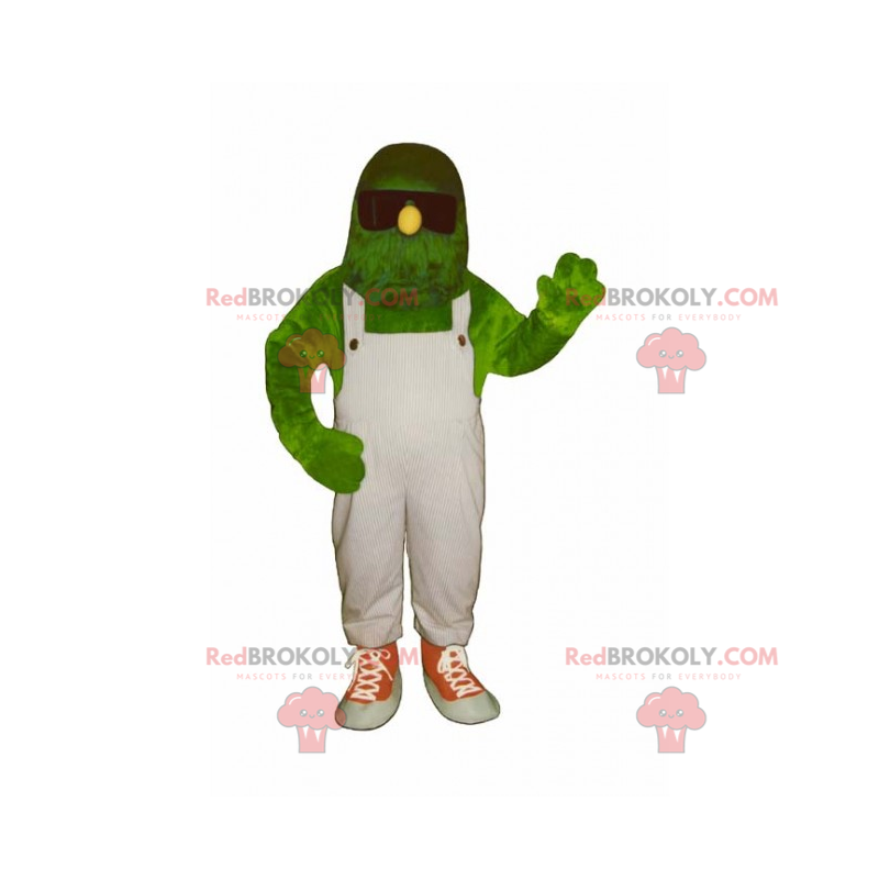 Mascot fictional character in overalls and basketball -