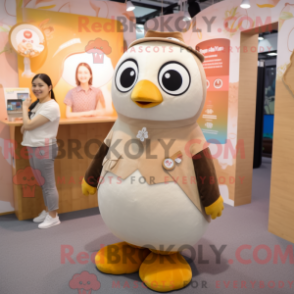 Figura de máscara de pinguim bege com capuz e fecho - Pinguins mascotes - REBROKO_258357 - RedBrokoly.com