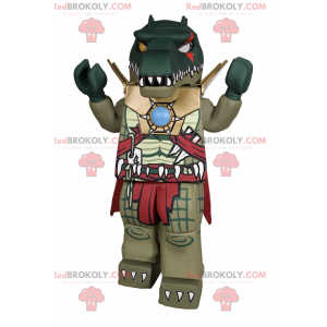 Mascote do personagem Lego - Crocodilo em armadura -