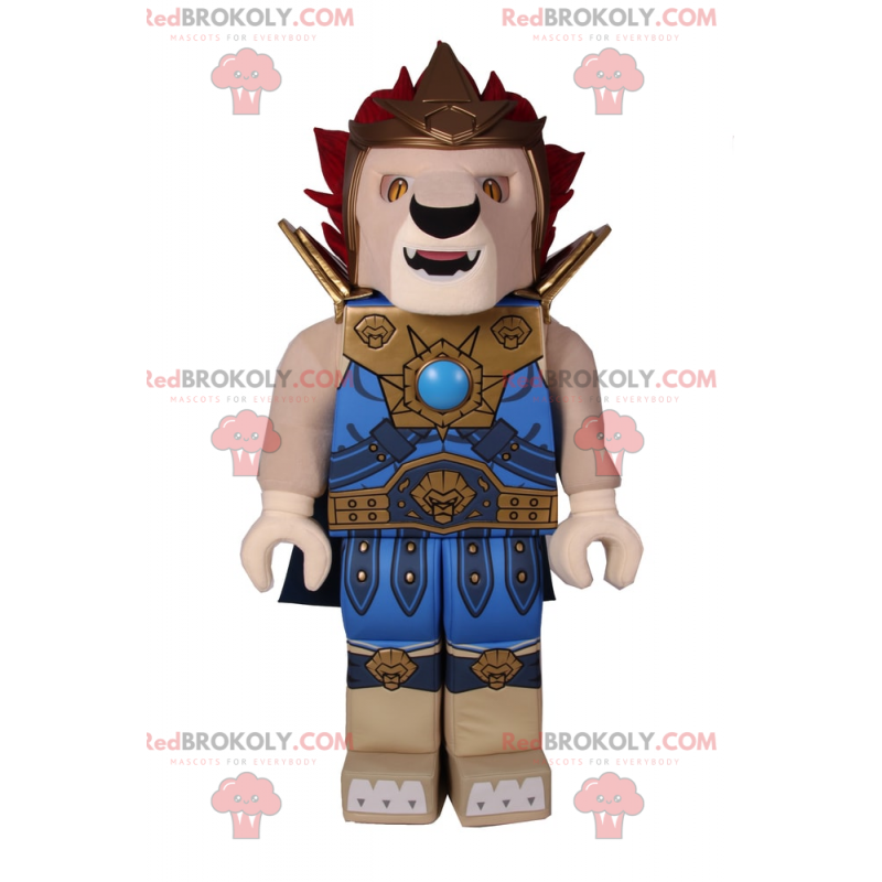 Maskotka postaci Lego - lew w zbroi - Redbrokoly.com