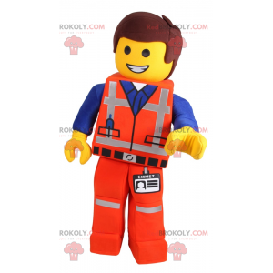 Mascote do personagem Lego - Trabalhador - Redbrokoly.com