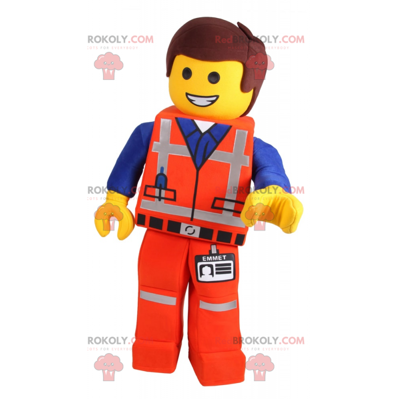 Mascotte de personnage Lego - Ouvrier - Redbrokoly.com