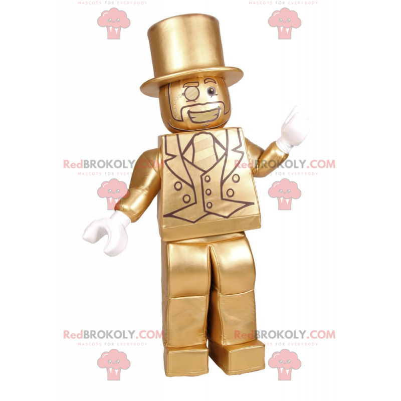 Mascota de personaje de Lego dorado - Redbrokoly.com