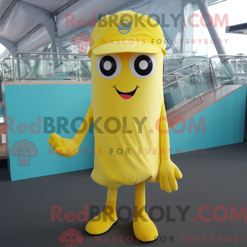 Fantasia de mascote de lula amarela com macacão e gorros - Lulas mascotes - REBROKO_258433 - RedBrokoly.com