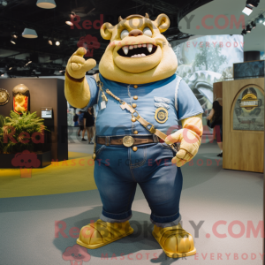 Gold Ogre mascot costume...