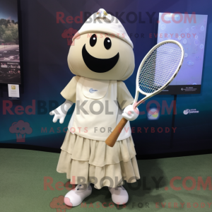 Cream Tennis Racket mascot...