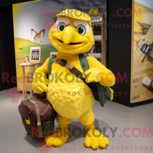 Geel Havik-mascottekostuum...