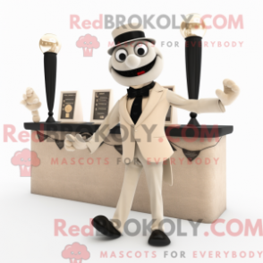 Fantasia de mascote de acrobata bege com smoking e cachecóis - Mascotes acrobatas - REBROKO_258489 - RedBrokoly.com