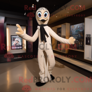 Fantasia de mascote de acrobata bege com smoking e cachecóis - Mascotes acrobatas - REBROKO_258490 - RedBrokoly.com