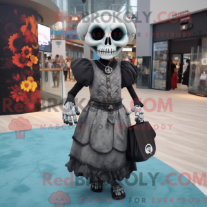 Grey Skull maskot kostume...