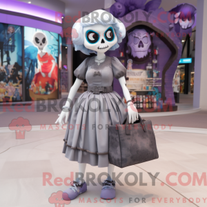 Grey Skull maskot kostume...